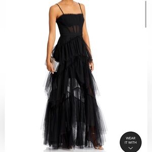 BCBGMaxAzria Black Layered Maxi Skirt